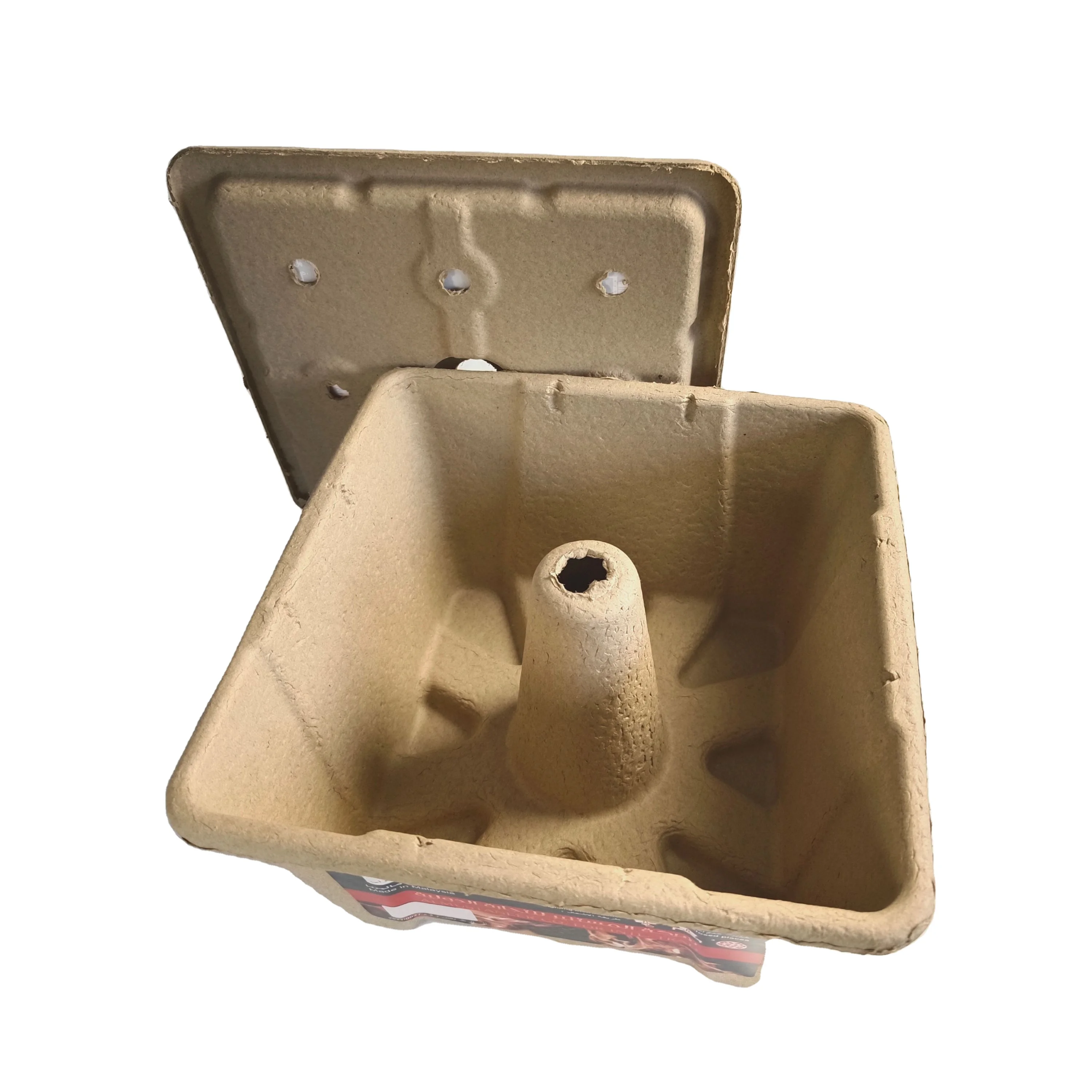 Supplier Wholesale Moulded Pulp Charcoal Container Paper Burning Box Disposable Chinese Grill Box for Charcoal 3kg