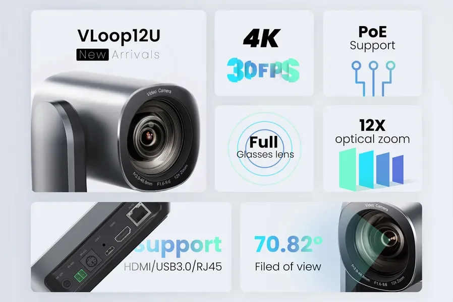 Tenveo VL12U 12倍光学ズーム4K PTZカメラの会議システム