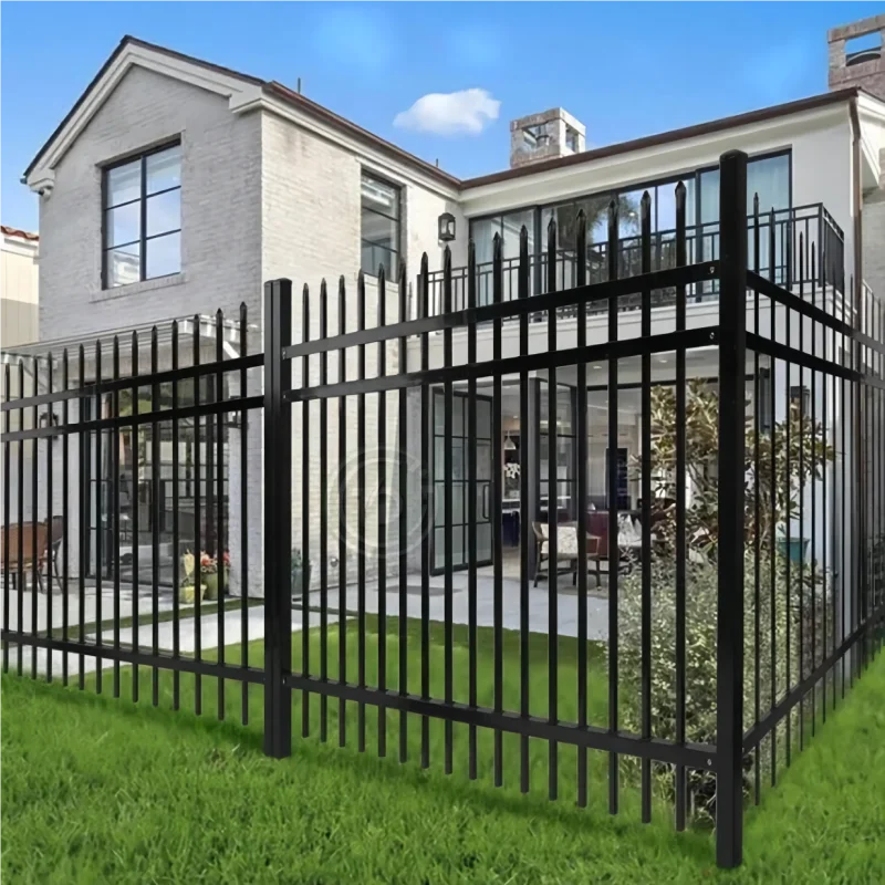 Cheap Price Per Meter Cast Iron Fencing Pickets Faux Wrought Iron Railing Fence Villa Wrought Iron Spear Top Fence for Houses