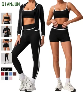 Wholesale Seamless Activewear Women Sports Gym Fitness Sets Square Neck Crop Top High Waist Yoga Legging Women's Sportwear