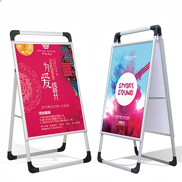 Custom menu promotional Wholesale Waterproof Outdoor Portable Iron A-Frame Double Sided Pavement Sign Sidewalk Sign poster Stand