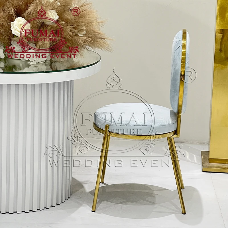 Titanium Stainless Steel Frame Round Back Unique Wedding Chair for Weddings