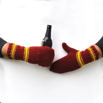 hot sale bottle can holder winter warm stripe knitted drinking beer mitten