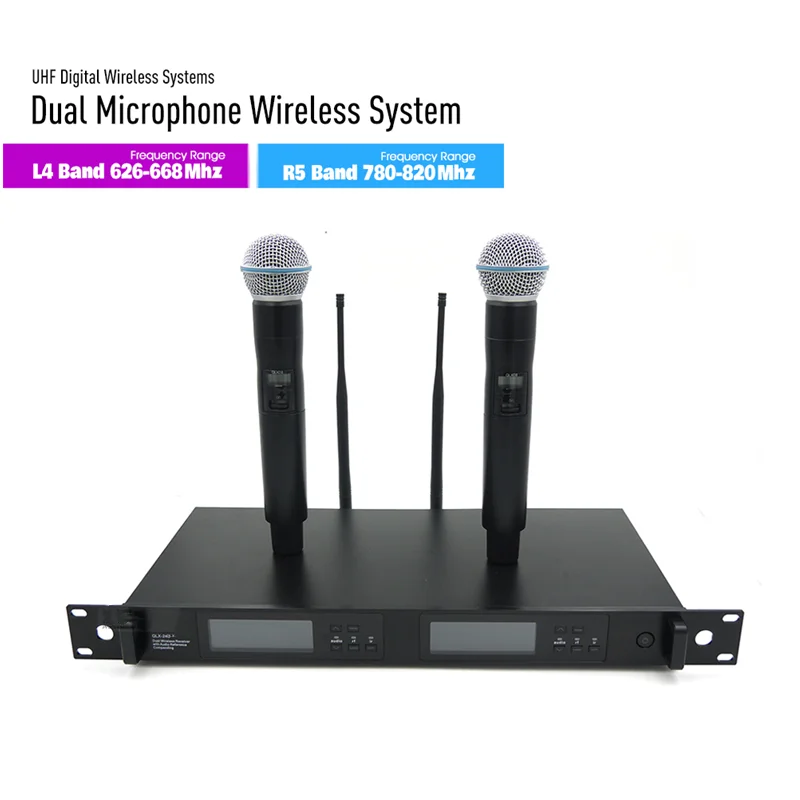 QLX24D Vocal Stage Studio Mic QLXD4 Dual Channel Handheld Microphone BETA58A Wireless Mikrofon QLX24D