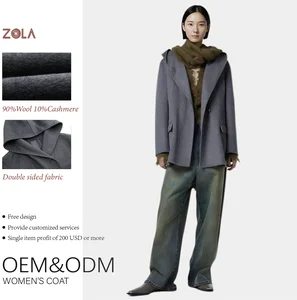 Women's Loose Hoodie Short Cashmere Coat Single Breasted Pockets Decorated for Winter