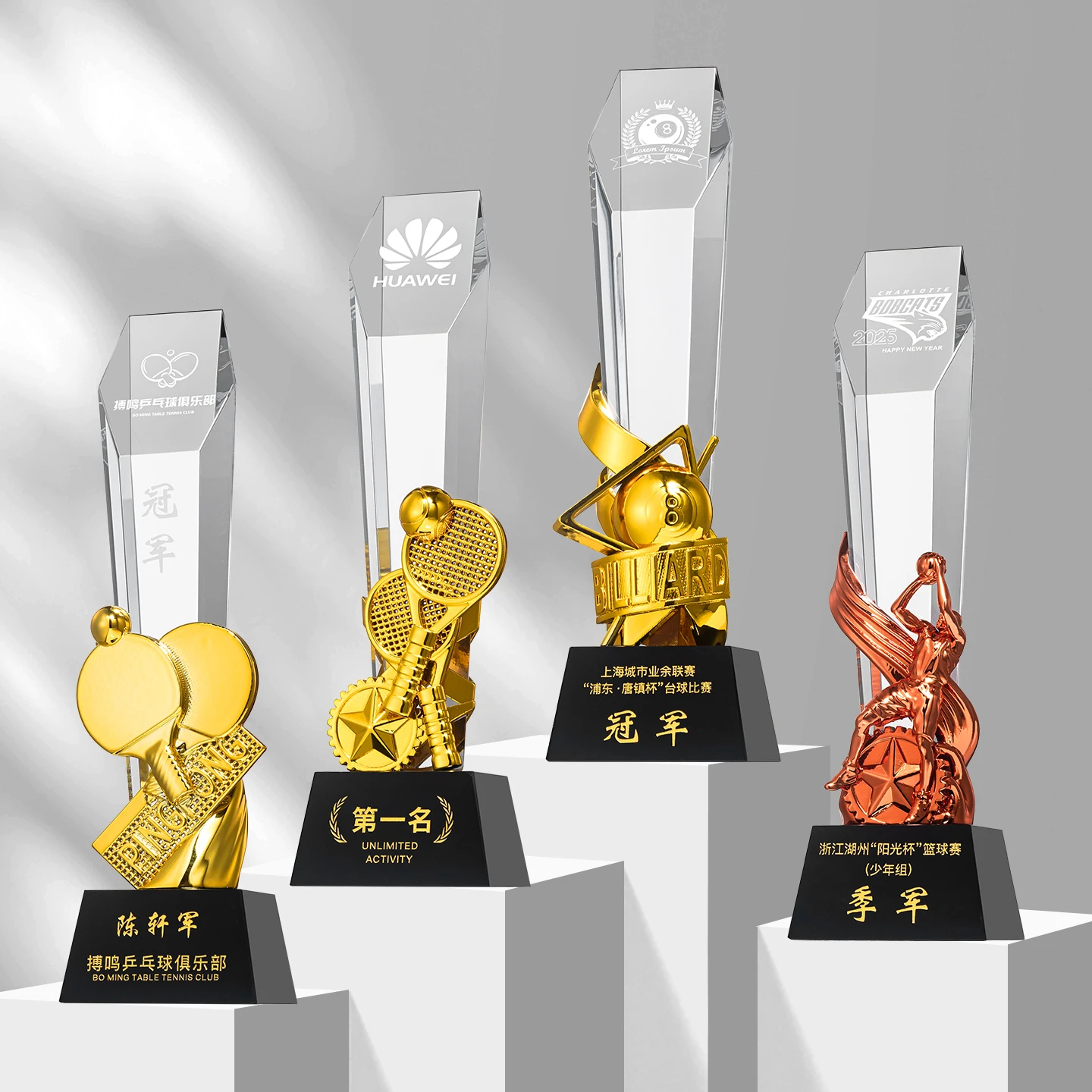 Small Bridge Championship Golf Football Sports Award Custom Crystal Resin Trophy Engraved Polished Crystal Fashion WDY-0426