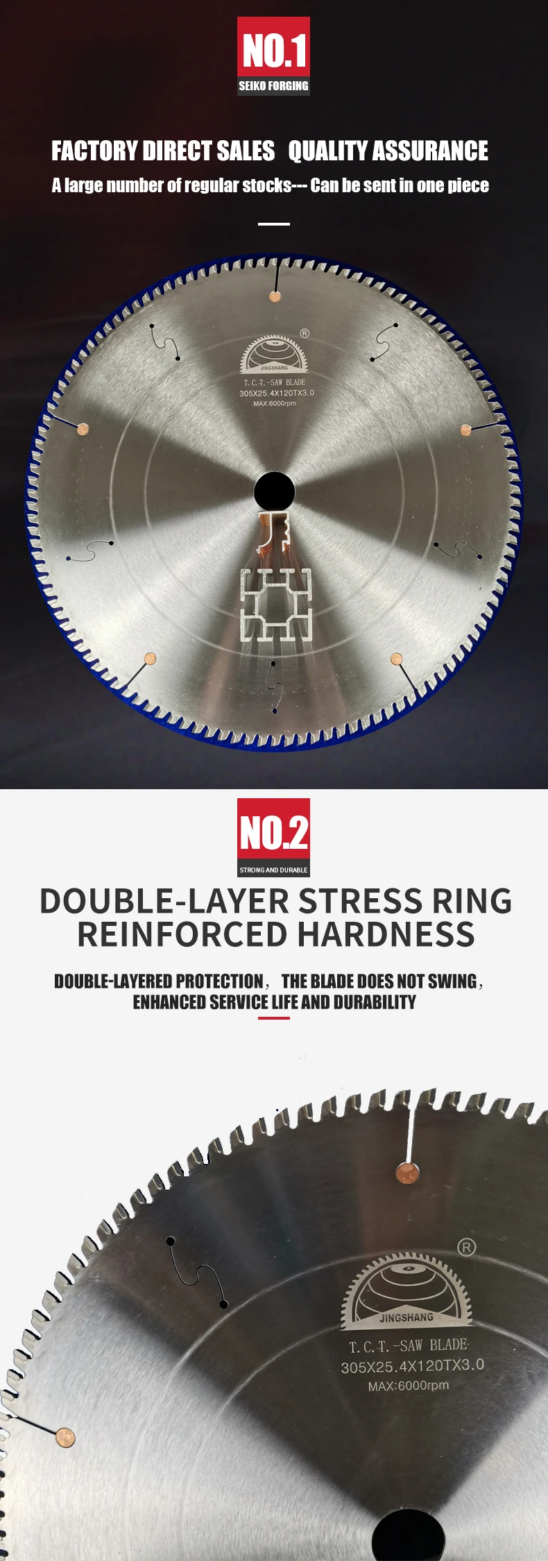 305mm 12inch Circular Saw Blade 120t For Aluminum Alloy Saw Blade 305x3