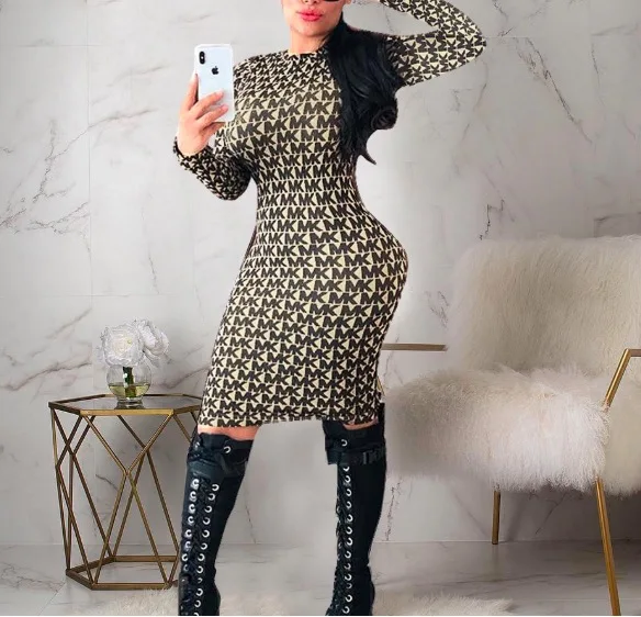 Vestido Mujer Invierno Estampado Leopardo Cuello En V Manga Vestido Mujer Invierno Estampado Leopardo Cuello En V Manga