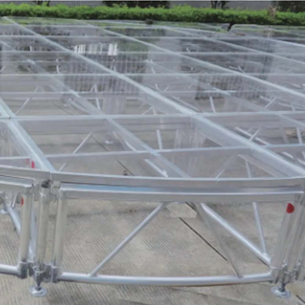TECHTEAM Successful Case Outdoor Event Acrylic Clear Wedding Stage With Crystal Pillars