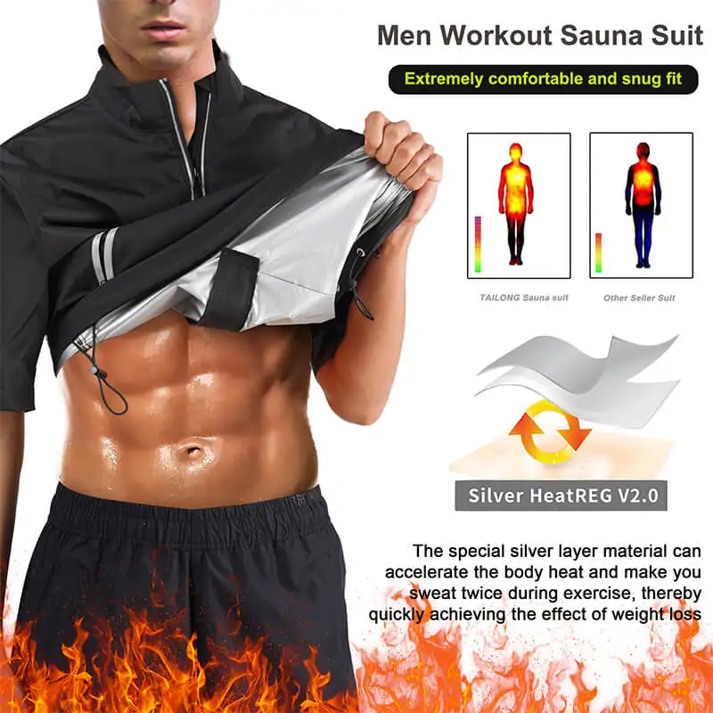 Custom Men Body Shaper Half Open Zipper Fat Burning Suit Sauna Suit Men Weight Loss Slimming