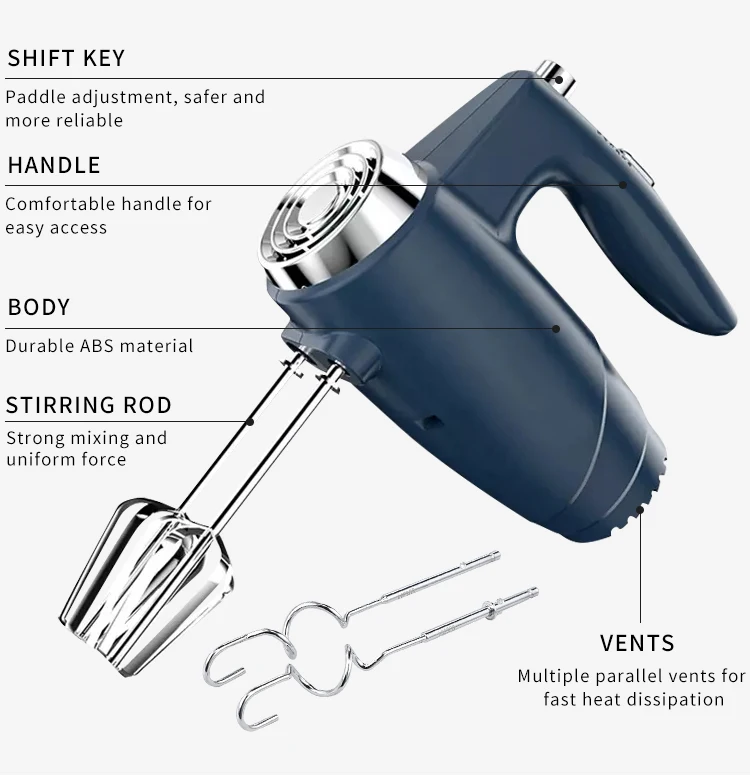 Custom Automatic 5 Speed Small Kitchen Electric Egg Beater Cake Immersion Mini Stick Whisk