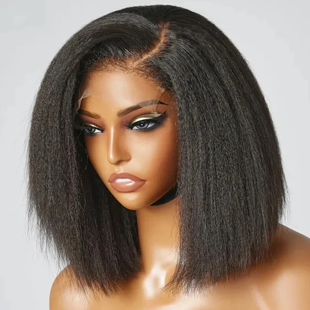 Wholesale Yaki Straight 360 13x4 Lace Frontal  Human Hair Wigs Raw Brazilian Human Hair Kinky Straight Lace Front Wigs