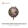 Gatto carino con stampa leopardata in pelle nera da 18 pollici