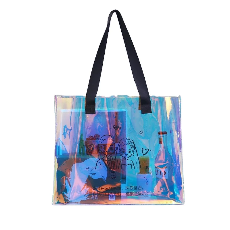Promotional TPU/PVC Clear Tote Beach Bag for Ladies Reusable