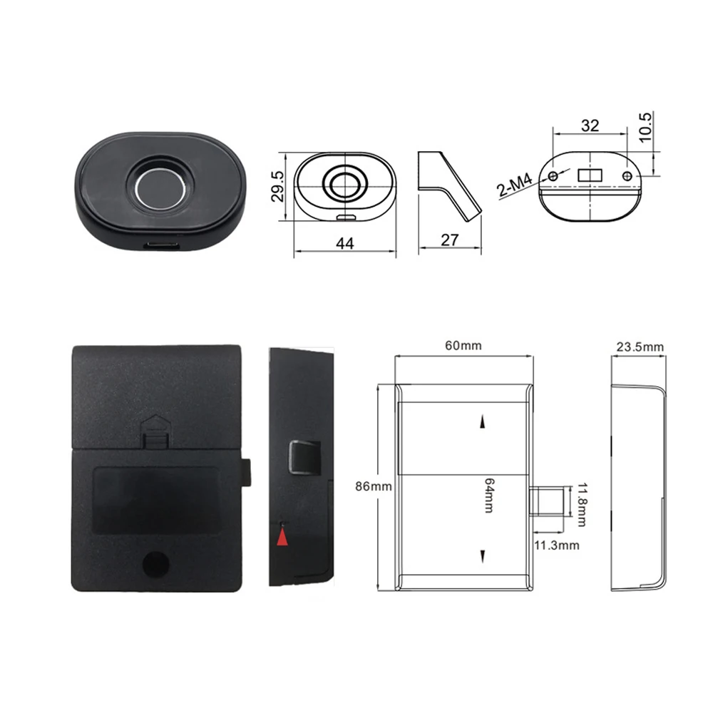 Elock ESF115 ABS Built in showcase Fingerprint Safety Zinc Alloy Hidden Locks Drawers Electronic Cabinet Locks