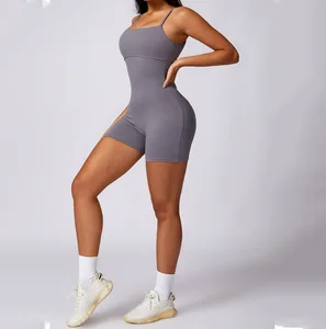 Women Playsuit Backless v Cut  Scrunch One Piece Gym Workout Clothing Activewear Yoga Fitness Jumpsuit