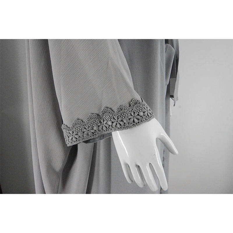 New Designs Eid Dubai Islamic Elegant Modest Abaya Women Muslim Dress Inner Slip Dress Abaya Set Embroider Satin Silk Open Abaya