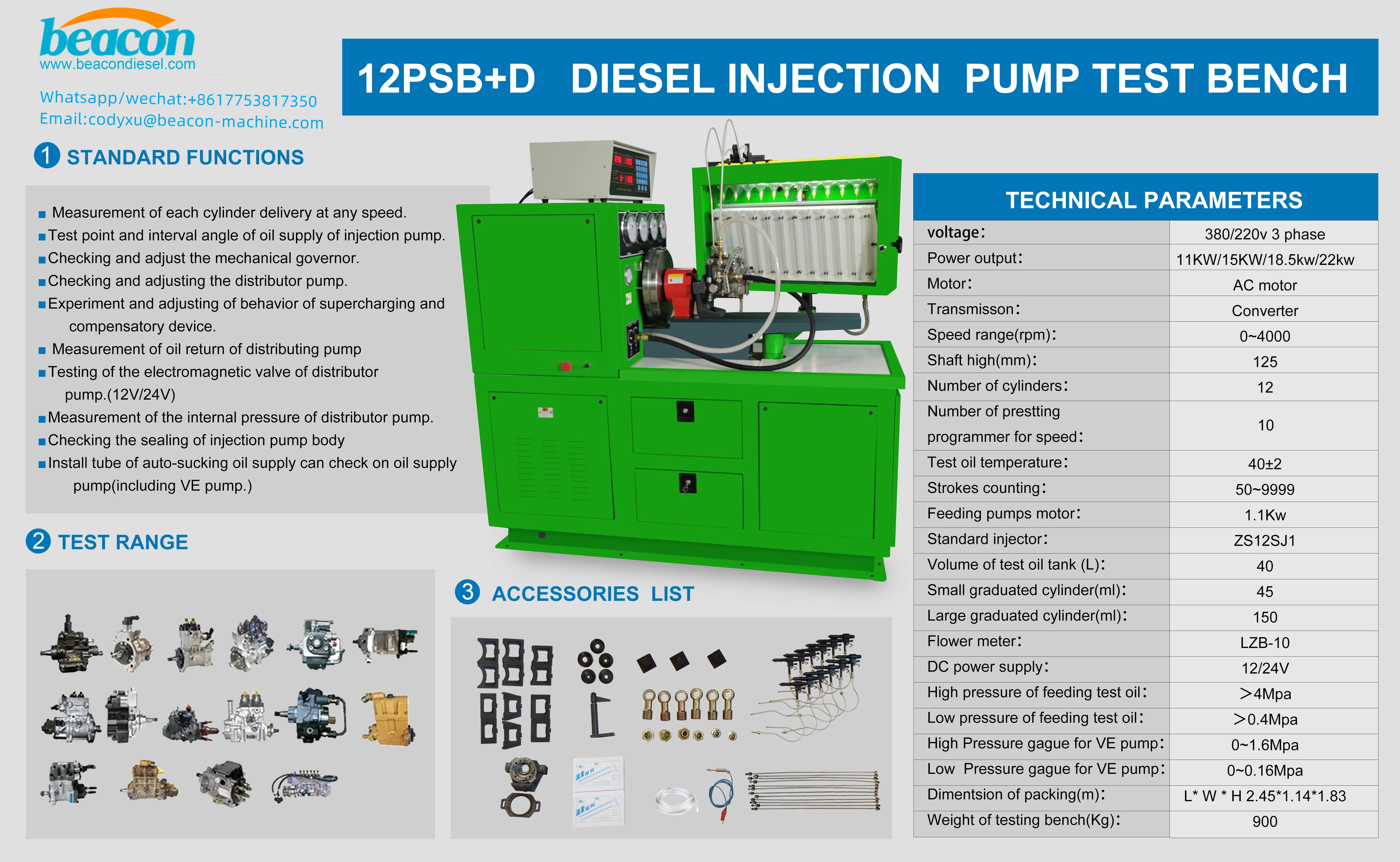 Frame Car Repair Machine Mesin Kalibrasi Injection Pump 12psb+e Diesel