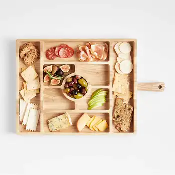 Eco-friendly Wholesales Customization Unfinished Handmade Large Sectioned Wood Food Serving Board