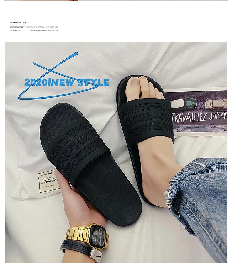 Summer Three Bars Korean Version Couple Casual Herringbone Sandals ...