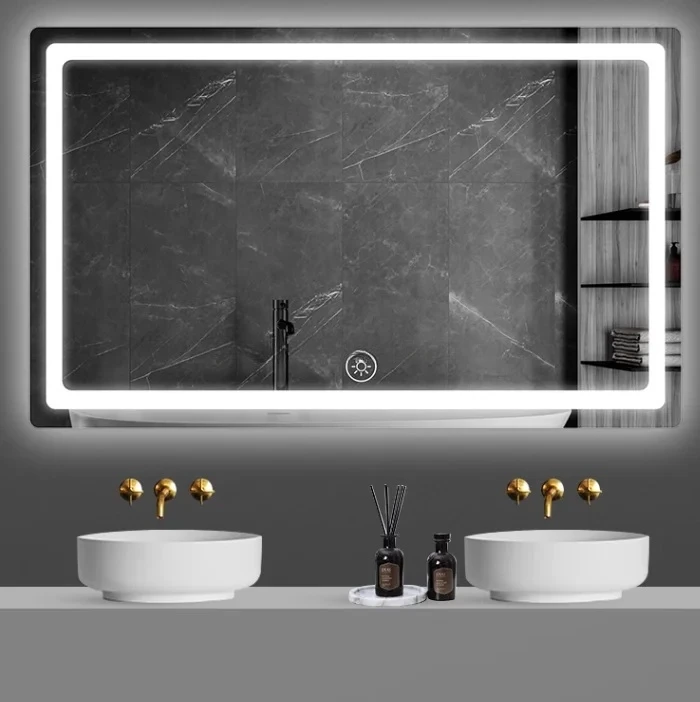 product hot selling factory design smart led bathroom mirror rectangular anti fog with light-2