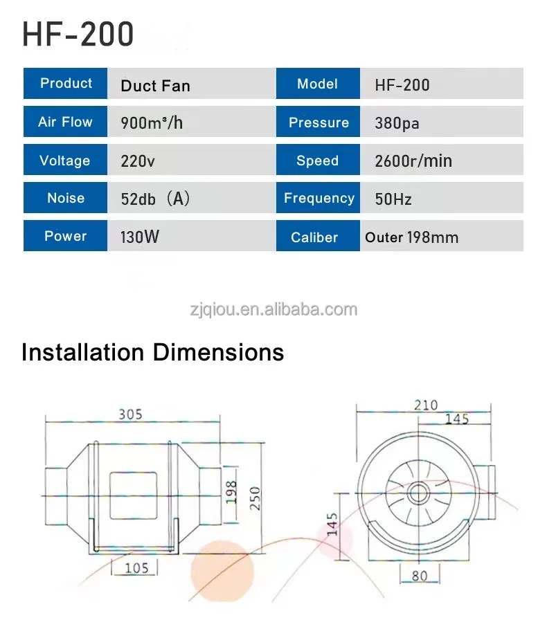 Duct Air Ventilation Extractor, Inline, 110V, Electric - detail 10