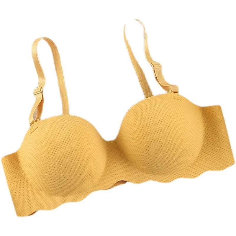 Sumei Simple One Piece Small Breast Gathered Thickened No Underwire