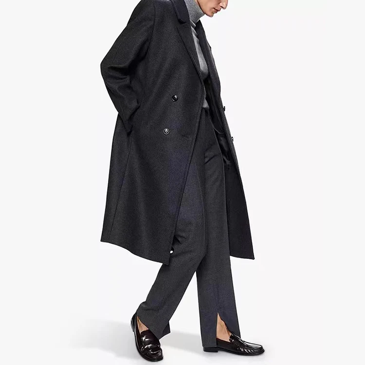 2022 New Design Winter Trench Coats Double Breasted Men's Long Coats For Winter - Image 3