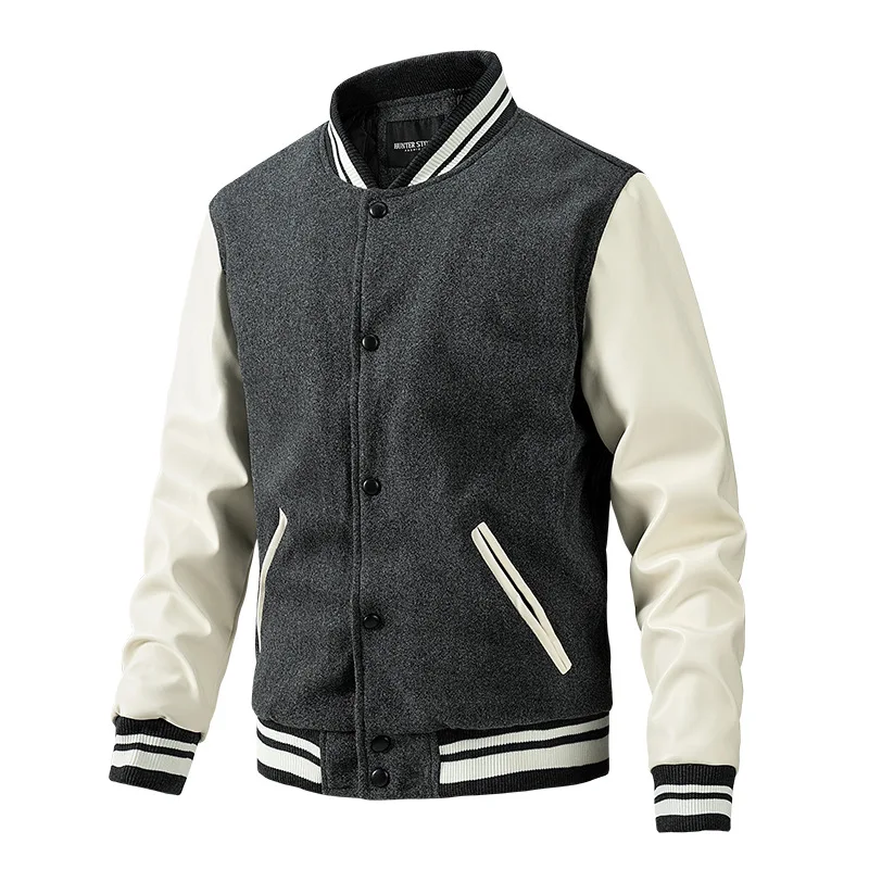 Autumn and Winter Fashion American Baseball uniform Woolen mens gym clothes Sleeve Men's Jackets_voghion.com