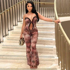 D23JP443 Sexy 2024 New Striped Sleeveless Slash Neck Jumpsuit One Piece Bodycon Casual Fashion Backless Jumpsuit for Women