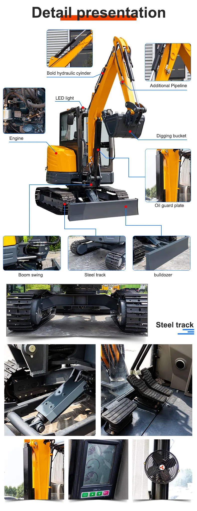 product canada best selling 35ton 4 ton cabin excavator cheap price mini pelle epa approved-4