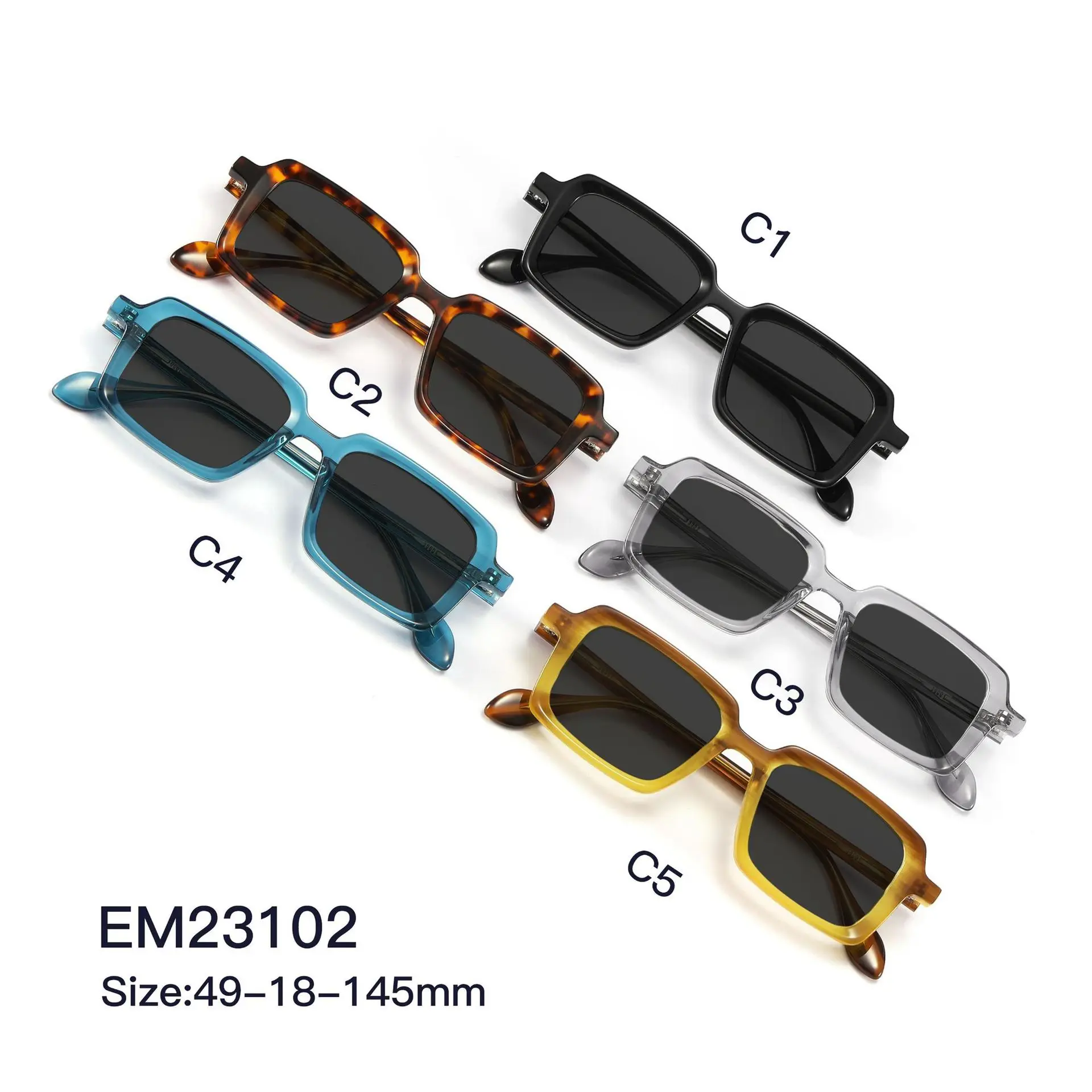 Polarized Logo Retro Glasses China Vintage Wholesale Acetate Fashion Customized Luxury Acetate Small Square Sunglasses