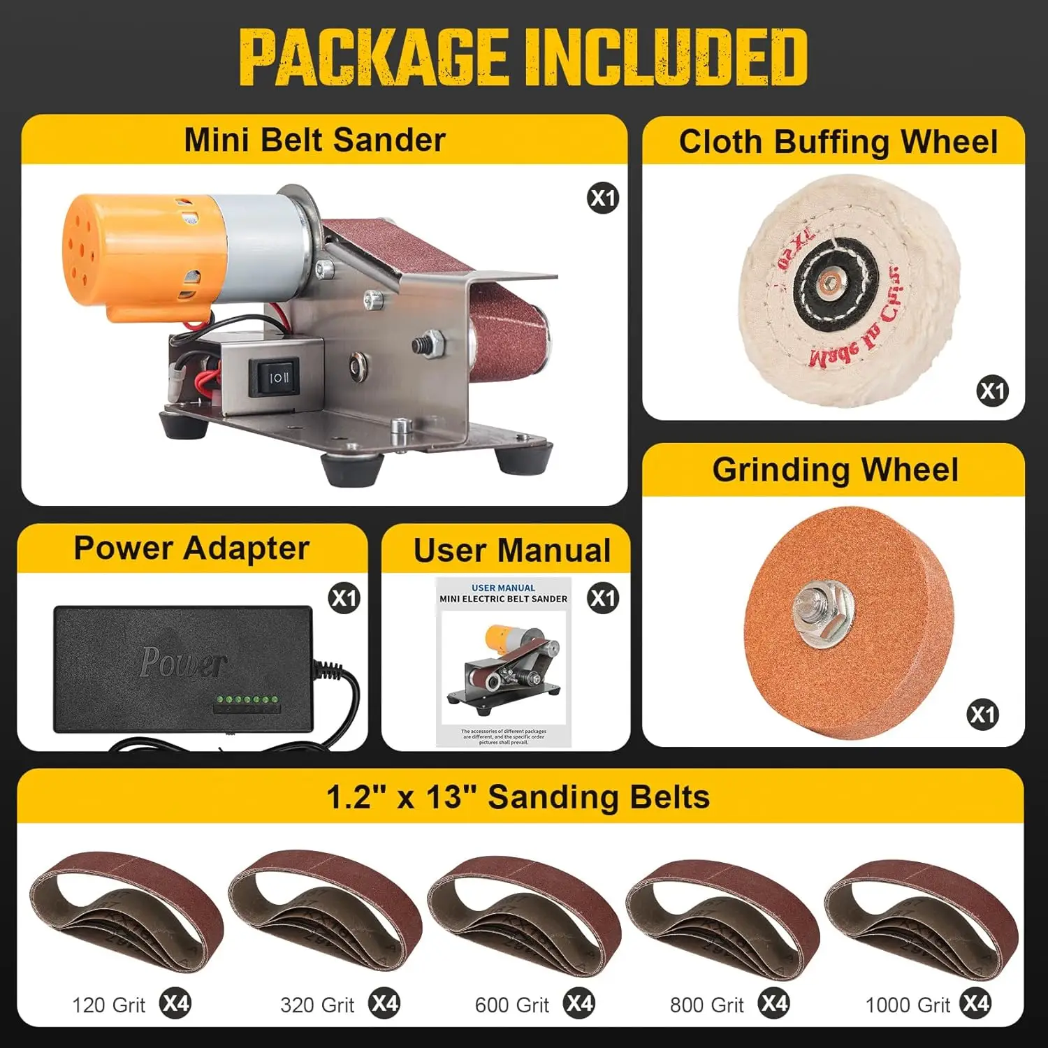 Premium 3-in-1 Mini Electric Bench Grinder Sanding Machine 15 Degree Knife Sharpener with 7 Adjustable Speed Buffer - Image 6