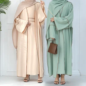 Custom 2026 Eid Islamic Clothing Breathable Dudbai Abaya Three Piece Muslim Dress with Hijab for Women Casual Style