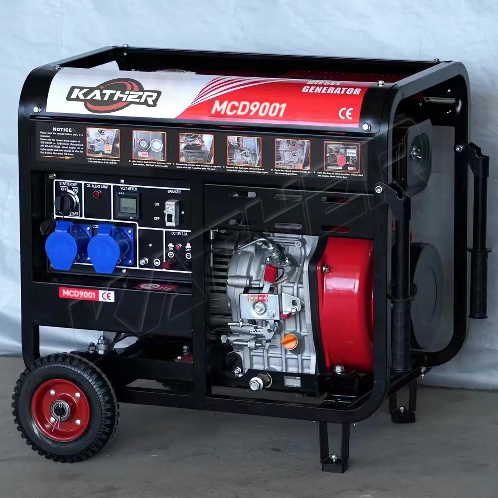 Generadores KATHER 3KW 5KW 6.5KW 8KW 10KW 50hz de marco abierto Generadores diésel portátiles con salida estable Generador de energía segura