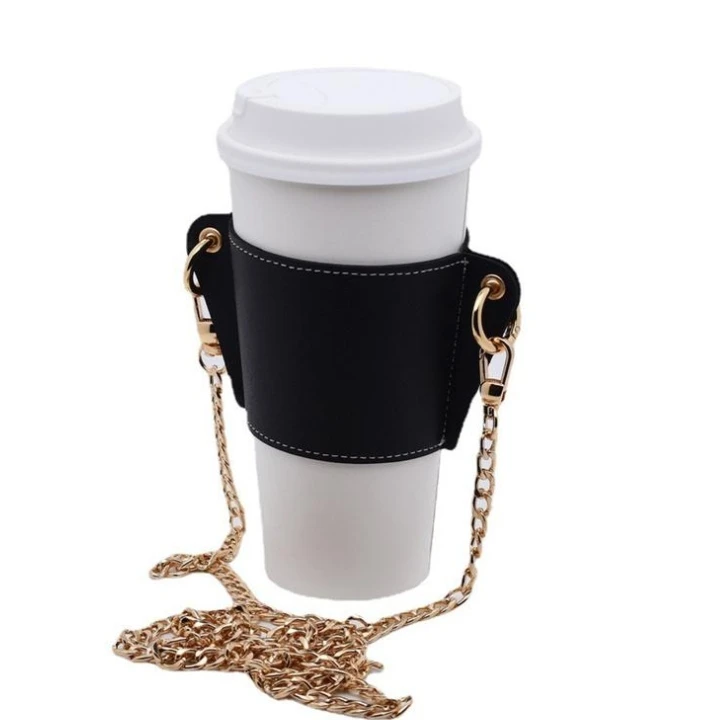 Golden Sunset Sleeve, Coffee Cup Holder with Chain