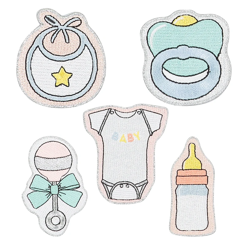 Custom Cartoon Cute Baby Series Fashion Iron On Embroidery Patches - Buy  High Quality Cartoon Cute Baby Bottle Pacifier Sticker Onesie Sticker  Rattle Iron On For Bags Clothing Embroidery Patches,Custom Embroidery Patch