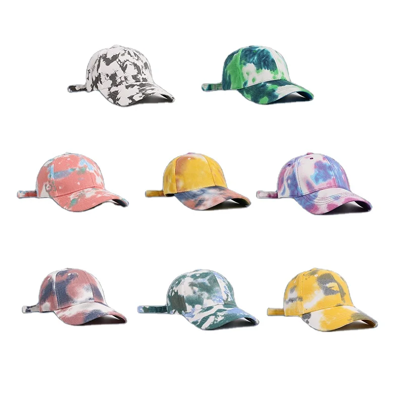 Fashion new design sport hat custom 6 panel tie dye cotton baseball cap