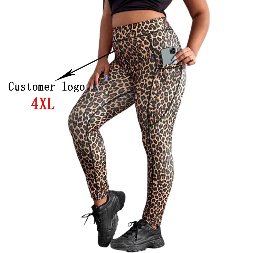 plus size leopard tights