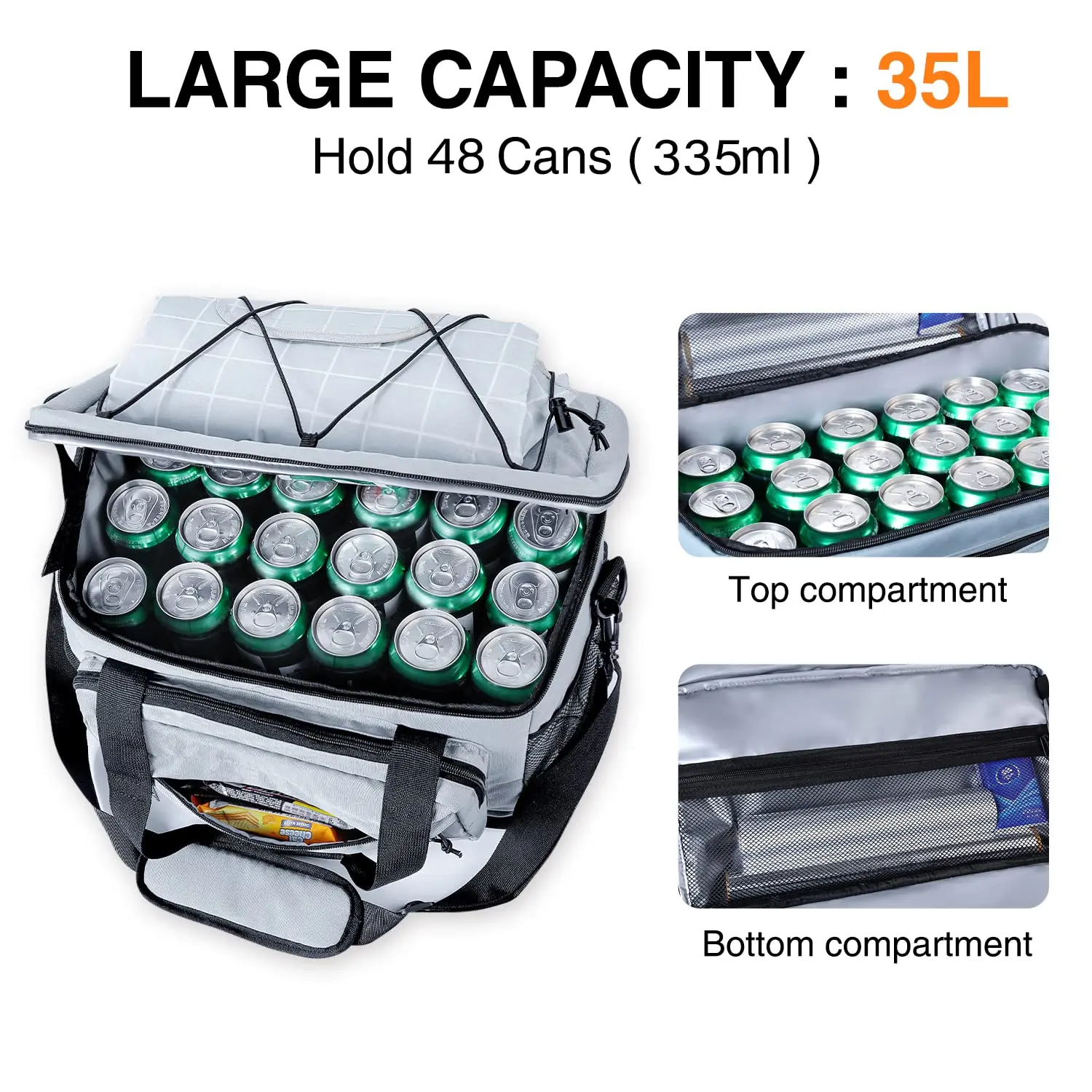 Insulated Soft Cooler Large Collapsible Portable Camping Cooler Bag For