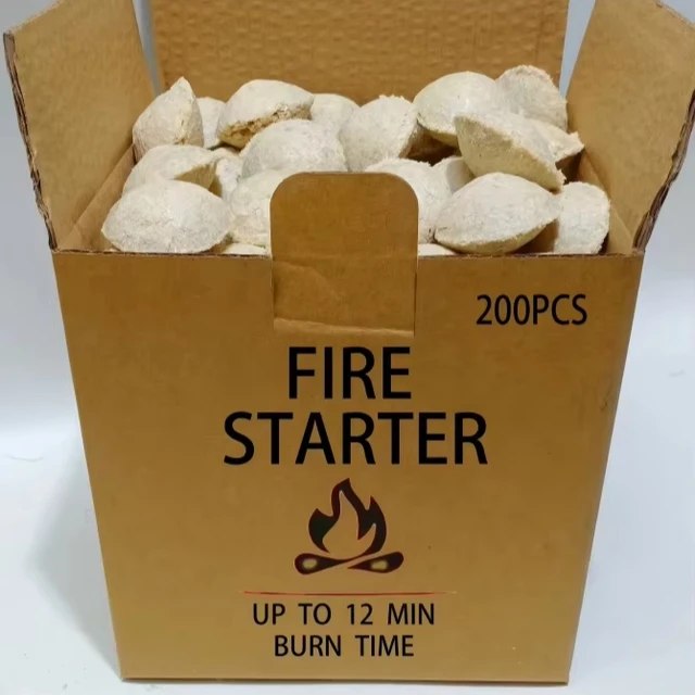 Eco-Friendly Brown Firelighter Blocks for Outdoor Kitchen Long-Burning Wood Fire Starters Instant Ignition BBQ Accessories