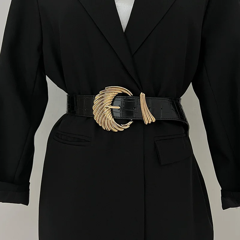 Винтажный женский летний широкий пояс черный бархатный стиль Instagram для сочетающейся юбки свитер или пиджак из искусственной кожи