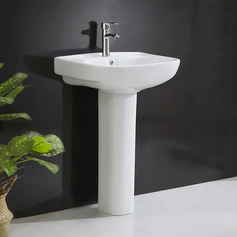 Sding-3 White Ceramic Modern Bathroom Pedestal Basin floor Mounted Pedestal Tank Hand Wash Basin Bowl