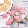 pink 6pcs dino