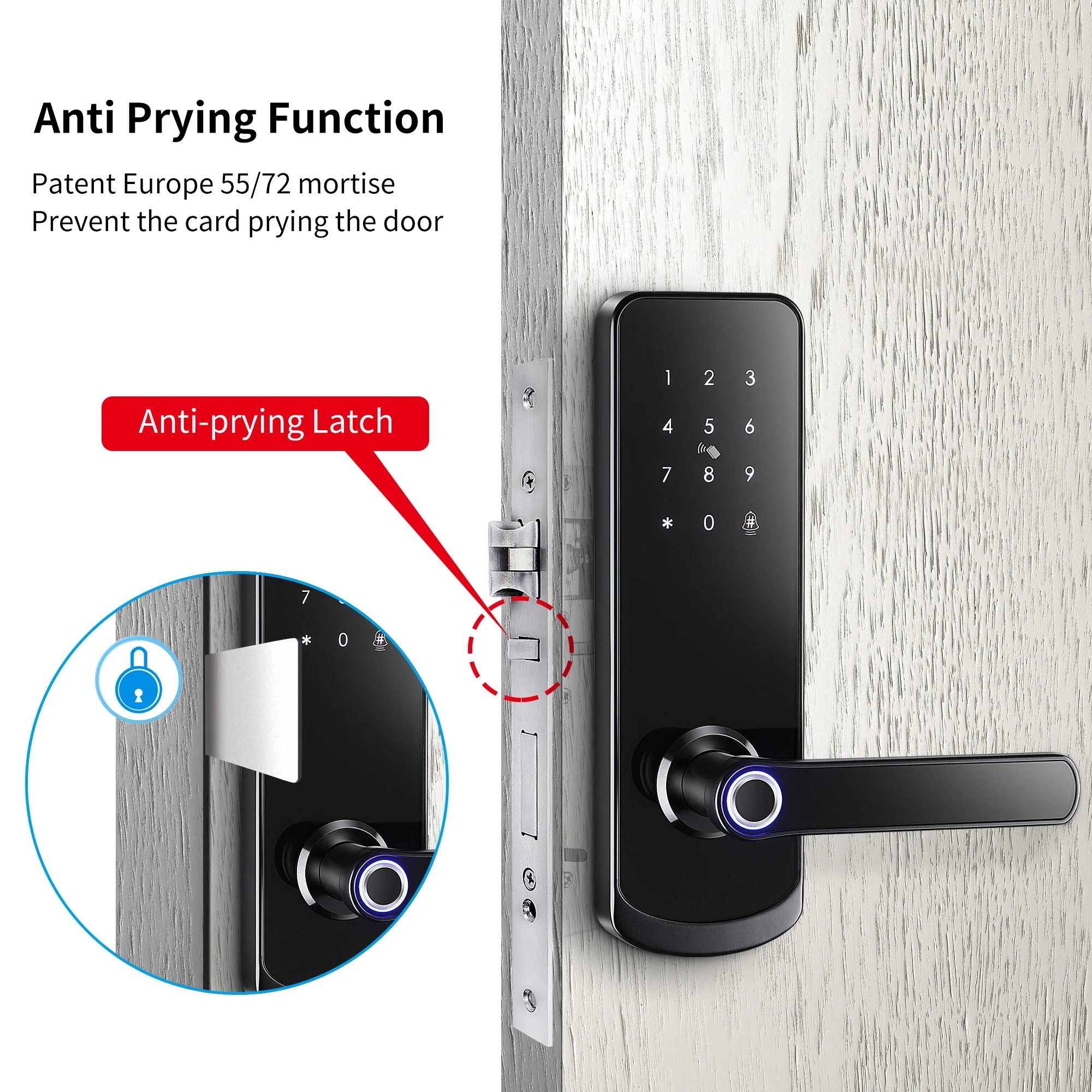 Tediton Digital Electric Fingerprint Handle Smart Door Lock With TTlock APP