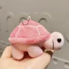 Plush turtle-silver chain solid color pink