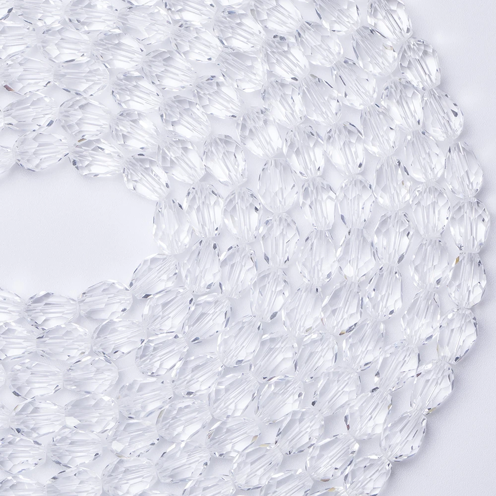 Petits Bracelets Premium DIY Colliers Boucles d'oreilles Perles en Verre Blanches à Facettes en Forme de Goutte d'Eau Espacement pour la Fabrication de Bijoux