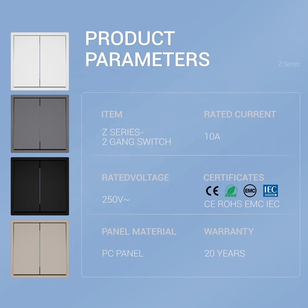 Colorful Panel - 2 Gang Switch for Home Decoration