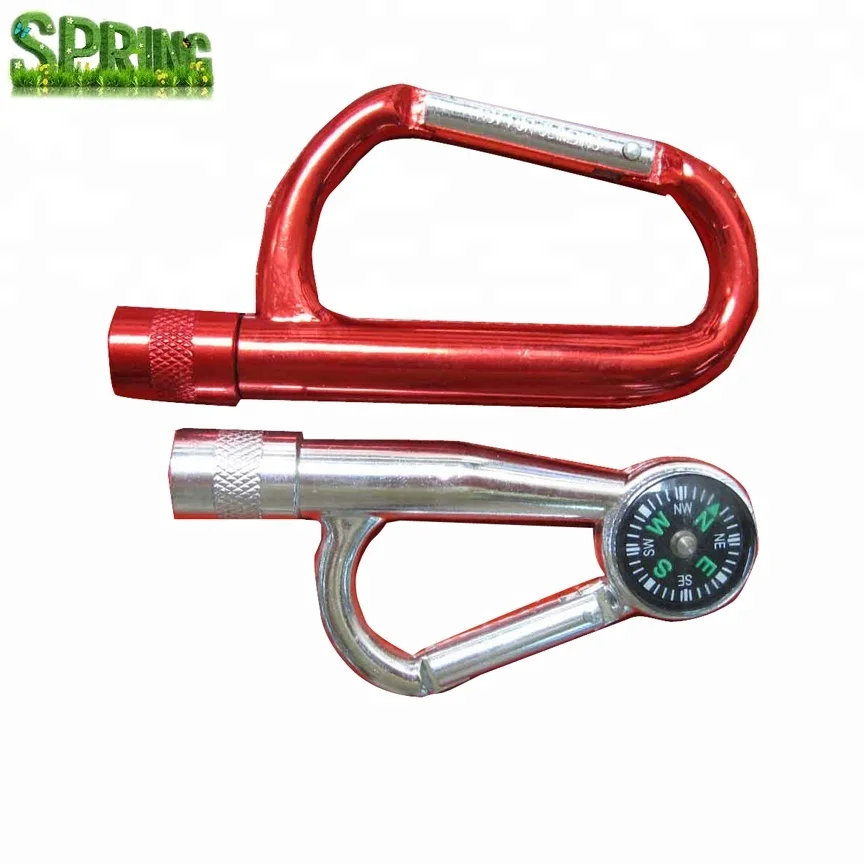 Outdoor Hiking  Camping Mini Flashlight  Led Torch with Carabiner Hooks and Compass