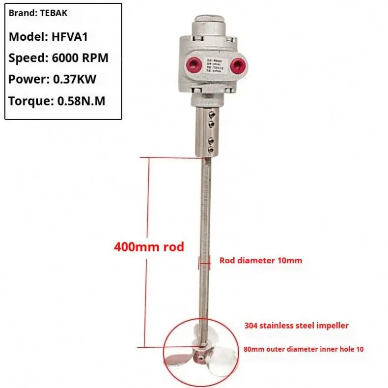 TEBAK Pneumatic High-speed Blade Mixer - Stainless Steel Emulsifier Homogenizer for Paint Ink Mixing